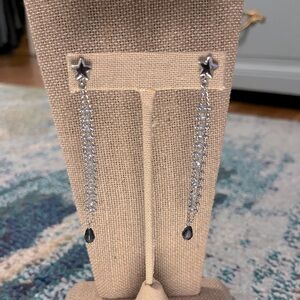 Light blue silver star earrings